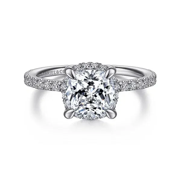 Hidden Halo Cushion Cut Diamond Engagement Ring Mounting