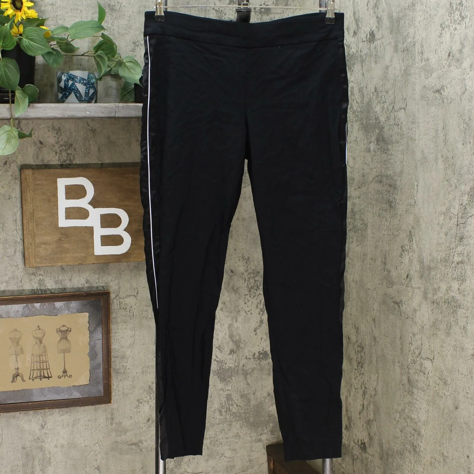 INC International Concepts Women's Curvy Satin Contrast Skinny Pants