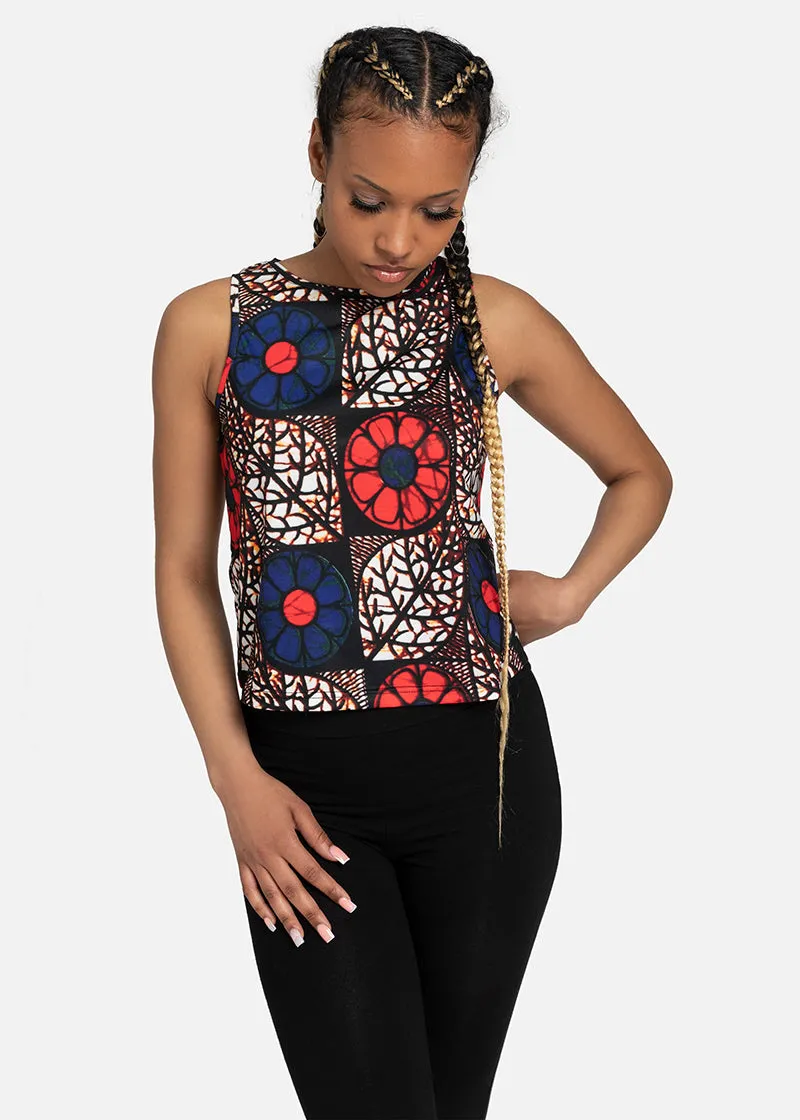 Zobia African Print  Women's Cropped Tank